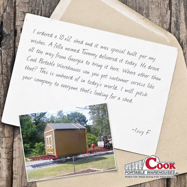 Izzy's Testimonial of a Cook Shed 